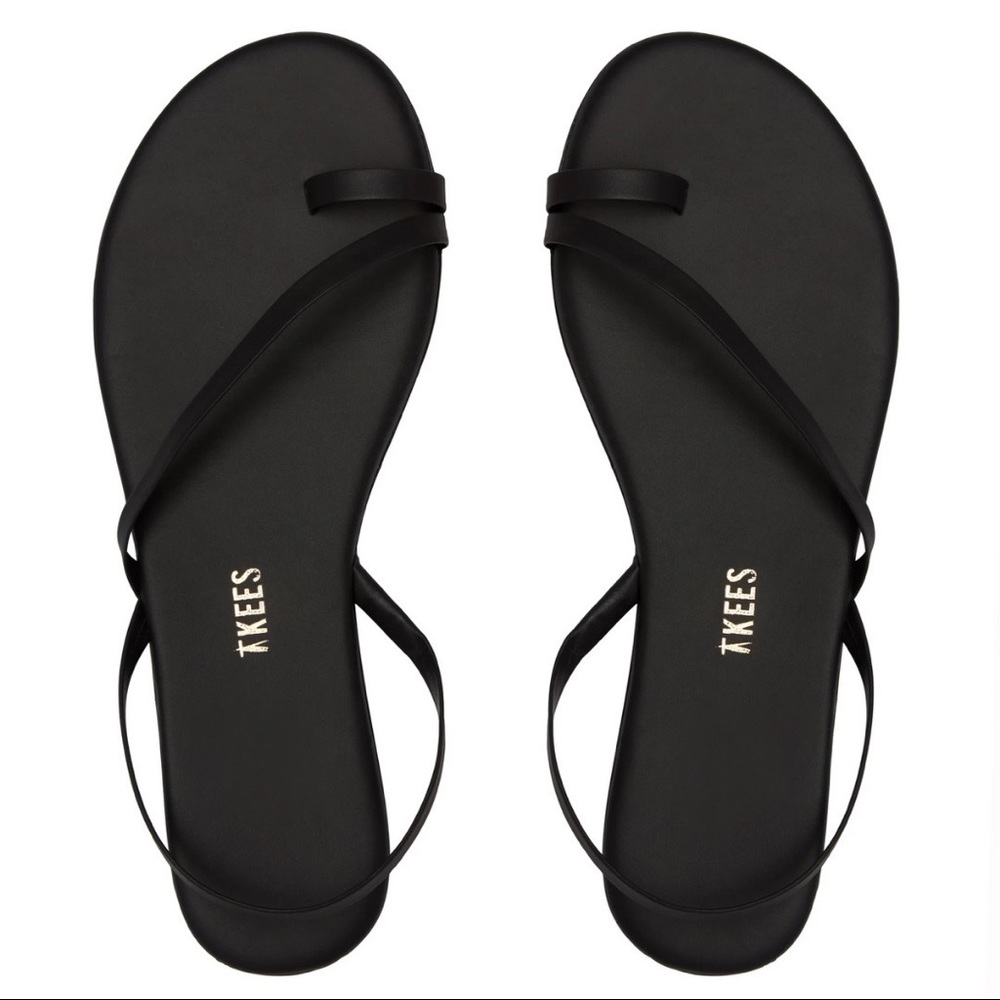 TKEES Black Leather LC Strappy Toe Ring Slingback Sandals - Revolve